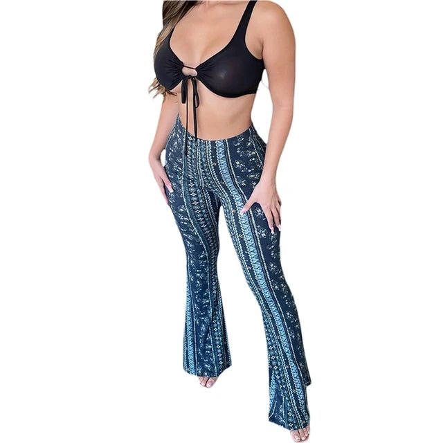 Women's Flare Ethnic Print Pants - Jaazi Intl