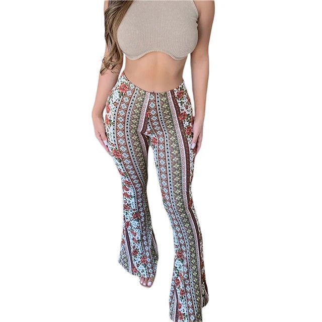 Women's Flare Ethnic Print Pants - Jaazi Intl