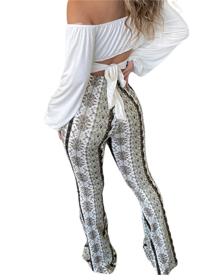 Women's Flare Ethnic Print Pants - Jaazi Intl