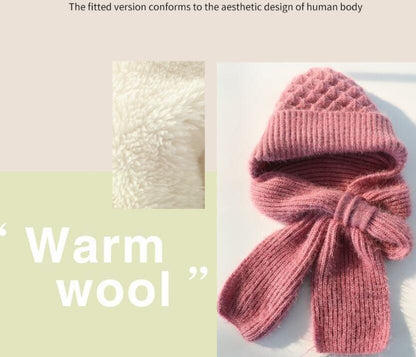 Women's Fleece-lined Scarf And Hat Winter Warm Knitted Hat Scarf - Jaazi Intl