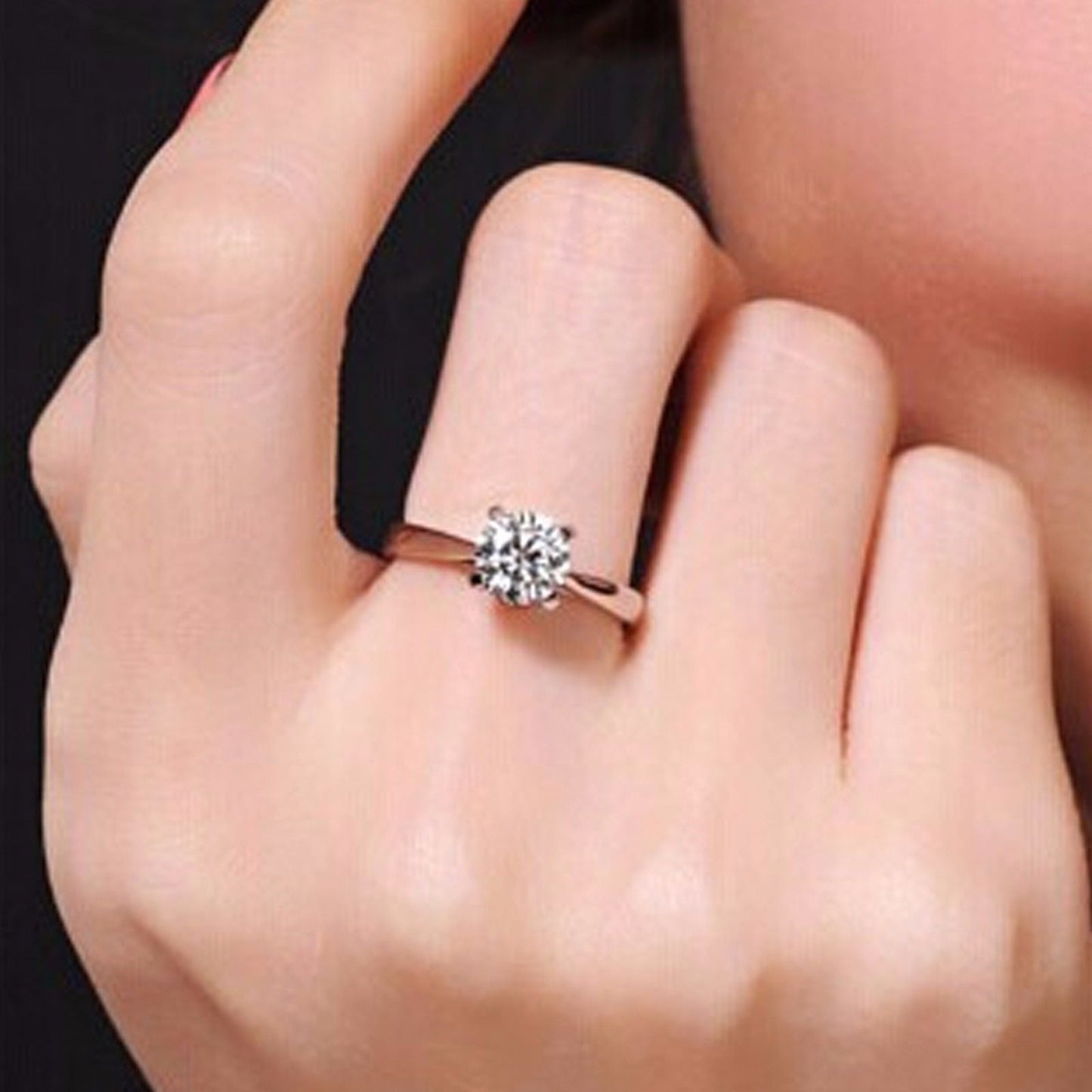 Women’s Four-prong 1 Carat Zircon Ring Plated 18k Ring - Jaazi Intl