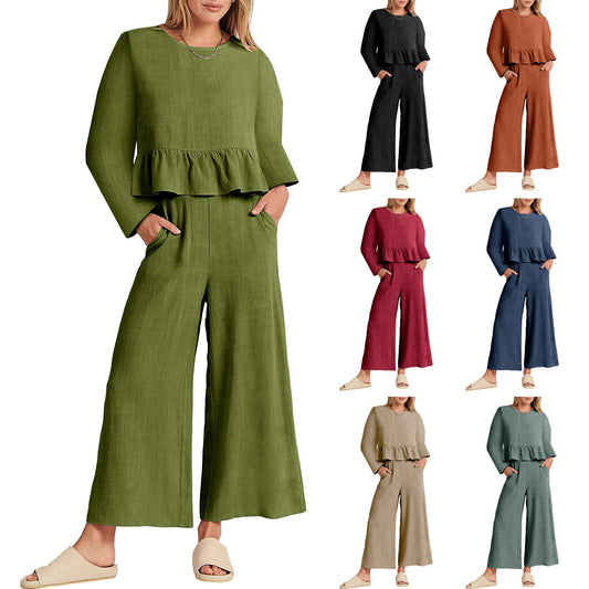 Women's Long Sleeve Pleated Short Sleeves Suit - Jaazi Intl