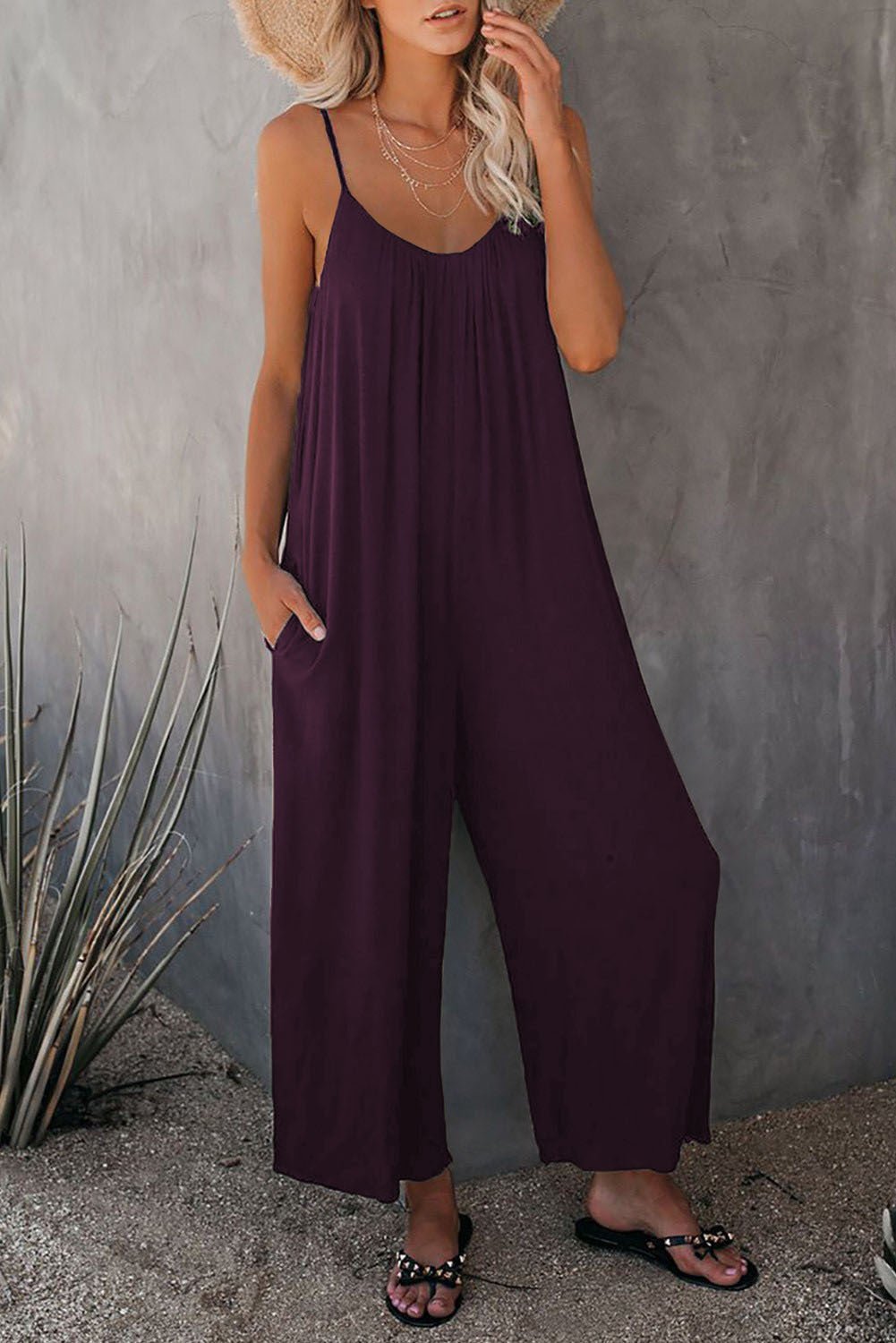 Women's Loose Sleeveless Jumpsuits Romper Jumpsuit With Pockets Long Pant Summer - Jaazi Intl