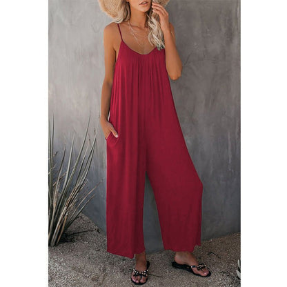 Women's Loose Sleeveless Jumpsuits Romper Jumpsuit With Pockets Long Pant Summer - Jaazi Intl