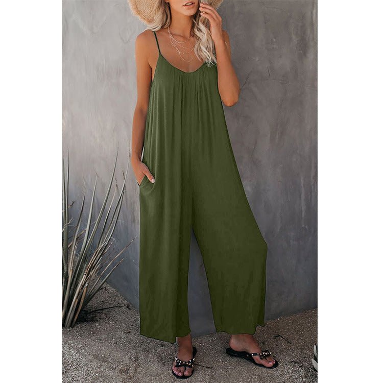 Women's Loose Sleeveless Jumpsuits Romper Jumpsuit With Pockets Long Pant Summer - Jaazi Intl