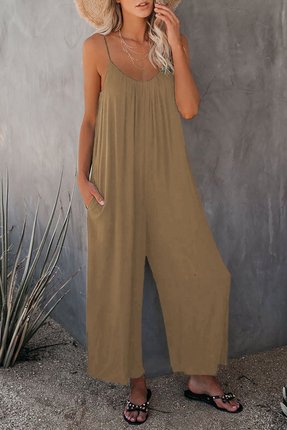 Women's Loose Sleeveless Jumpsuits Romper Jumpsuit With Pockets Long Pant Summer - Jaazi Intl