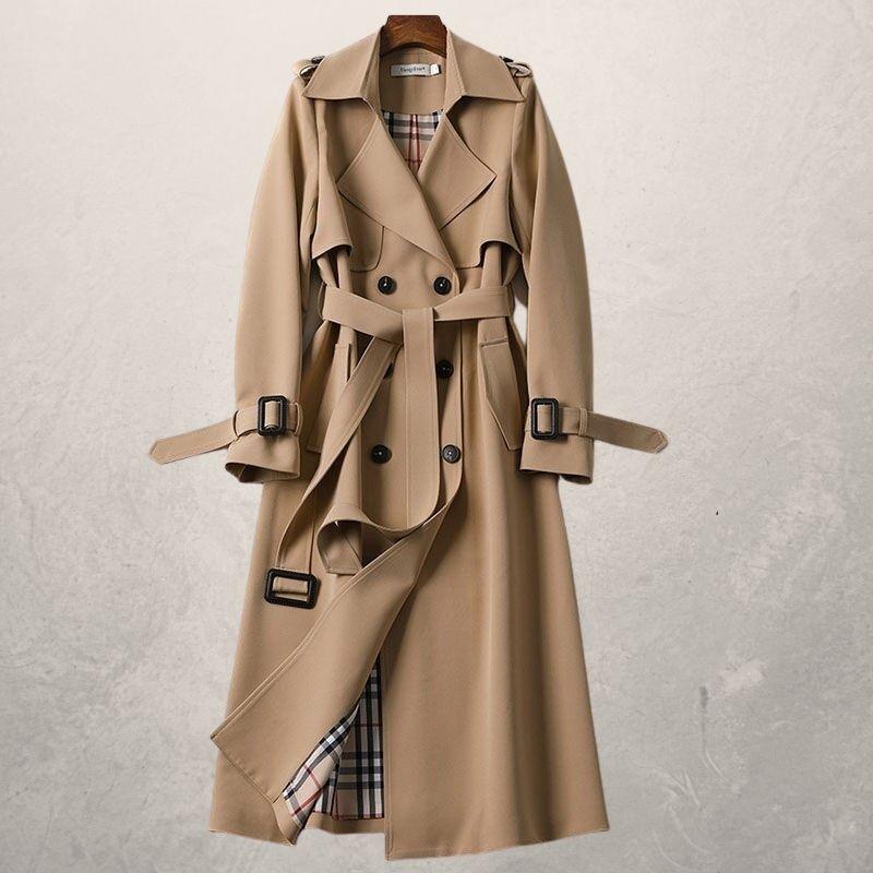 Women's Mid-length Trench Coat Autumn Long Windbreaker - Jaazi Intl