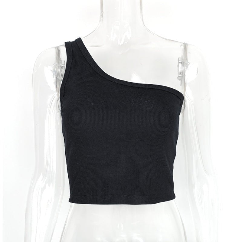 Women's One-shoulder Sleeveless Vest - Jaazi Intl