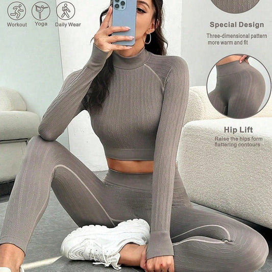 Women's Peach Fitness Sports Tight Long Sleeve High Waist Nude Feel Running Hip Raise Underwear Yoga Clothes - Jaazi Intl