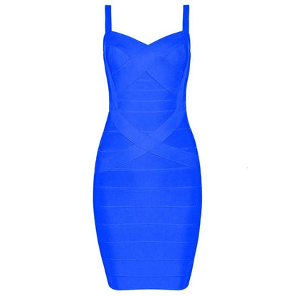 Women'S Sexy Bandage Dresses Christmas Autumn Sleeveless Spaghetti Belt Stretching Fitness Club Party Dress Mini Bodyconvestodos - Jaazi Intl