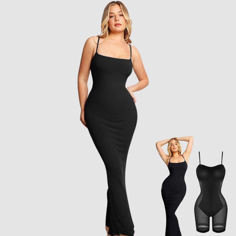 Women's Shapewear Dress Jumpsuit Tummy Tuck Lift Corset Open Crotch Suspender Tight Long Skirt Chest Pad Bodysuit Dress - Jaazi Intl