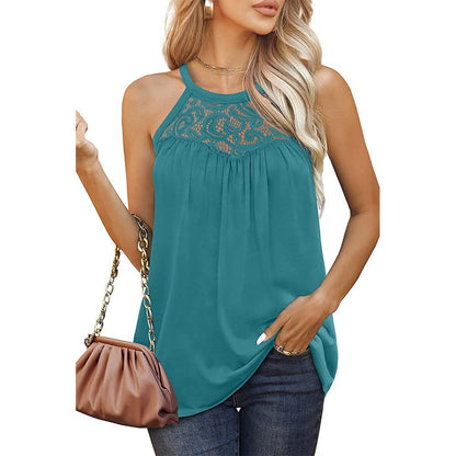 Womens Tank Tops Loose Fit Summer Lace Halter Tops Sleeveless Shirts - Jaazi Intl