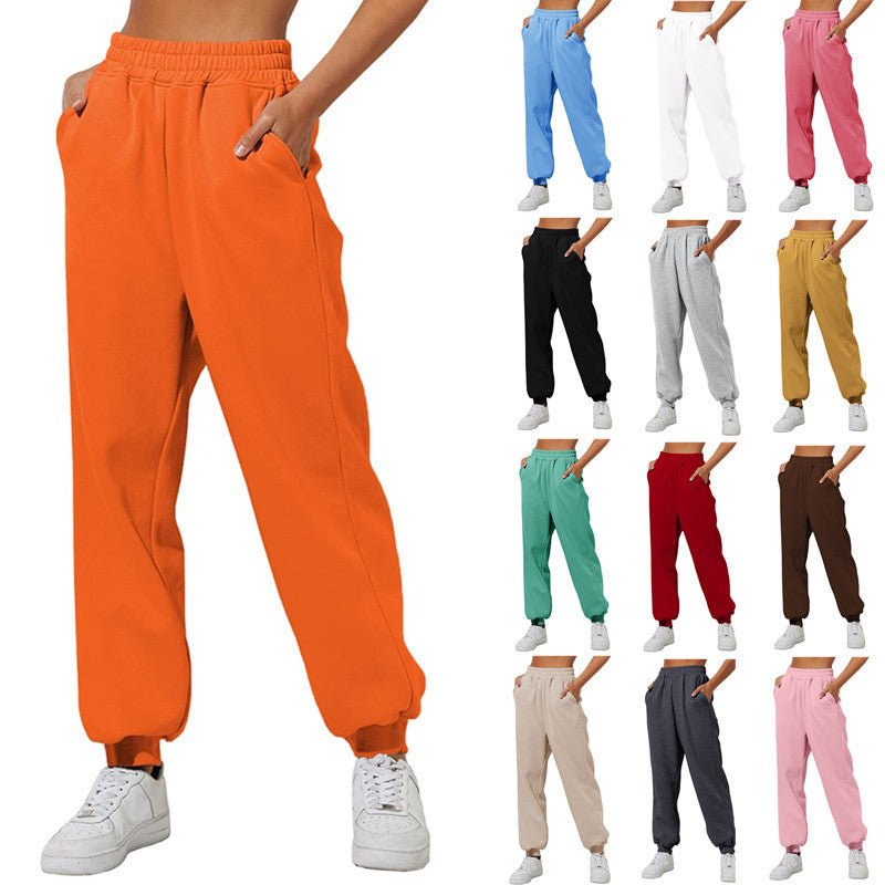 Women's Trousers With Pockets High Waist Loose Jogging Sports Pants Comfortable Casual Sweatshirt Pants - Jaazi Intl