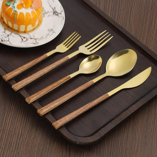 Wooden Handle Cutlery Set - Jaazi Intl