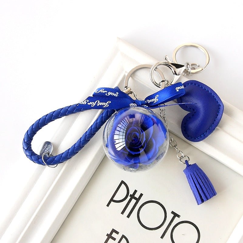 Woven Leather String Love Tassel Flower Keychain - Jaazi Intl