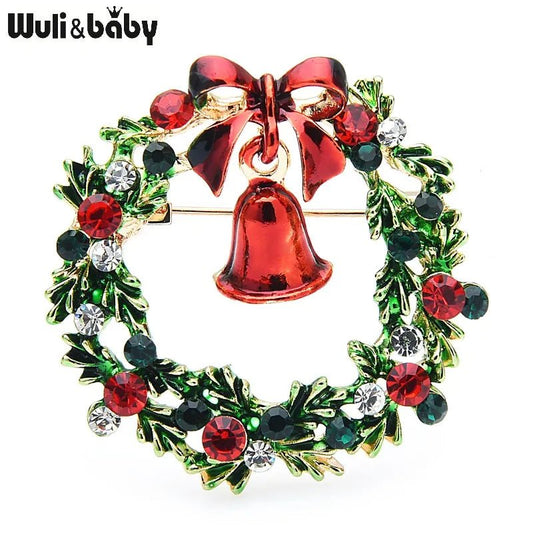 Wuli&baby Classic Enamel Wreach Bell Brooches Women Men Flower Christmas Brooch Pins - Jaazi Intl