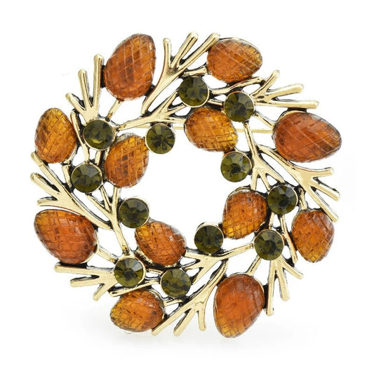 Wuli&baby Pine-nut Wreath Brooches For Women Unisex Beautiful Plants Christmas New Year Brooch Pins Gifts - Jaazi Intl