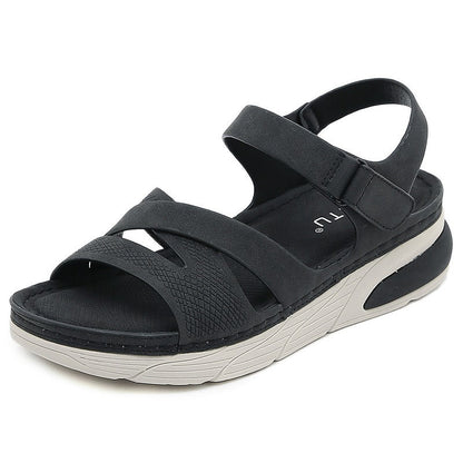 X8275-2 New MD Lightweight Sandals Casual Sports Comfortable Thick Sole Velcro Stitch Large Women's Shoe - Jaazi Intl