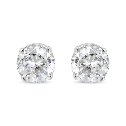 IGI Certified 14K White Gold Lab Grown 4 Prong Push Back Diamond Stud earrings (G-H Color, VS2-SI1 Clarity)