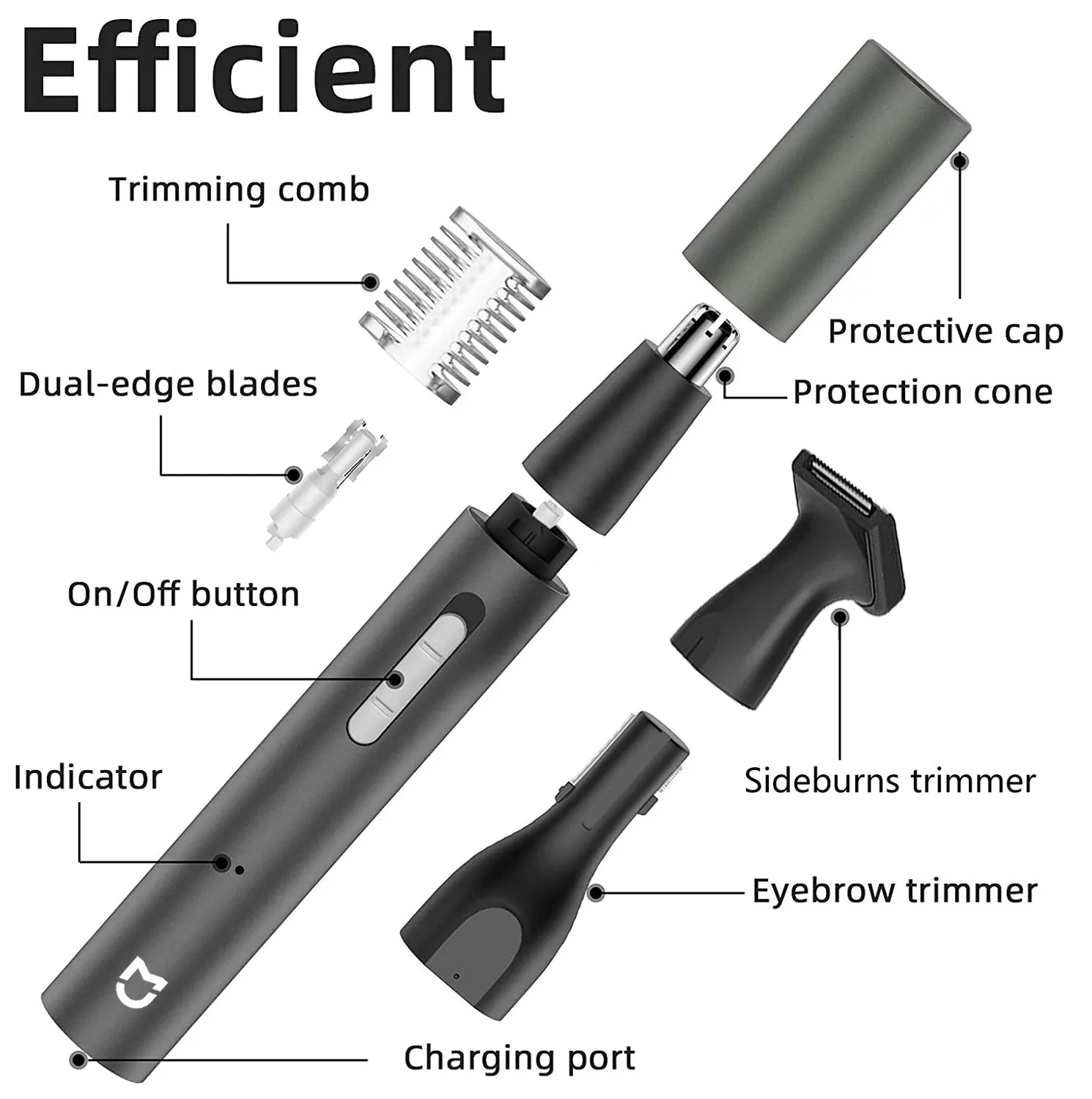 Xiaomi Mijia Electric Nose Ear Hair Trimmer for Men Painless Rechargeable Sideburns Eyebrows Beard 3 in 1 Hair Clipper Shaver - Jaazi Intl