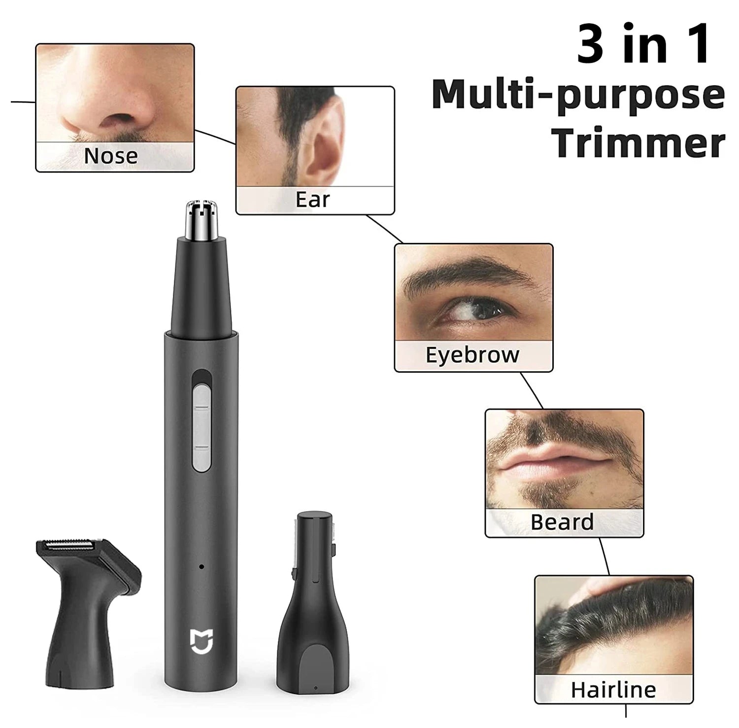 Xiaomi Mijia Electric Nose Ear Hair Trimmer for Men Painless Rechargeable Sideburns Eyebrows Beard 3 in 1 Hair Clipper Shaver - Jaazi Intl