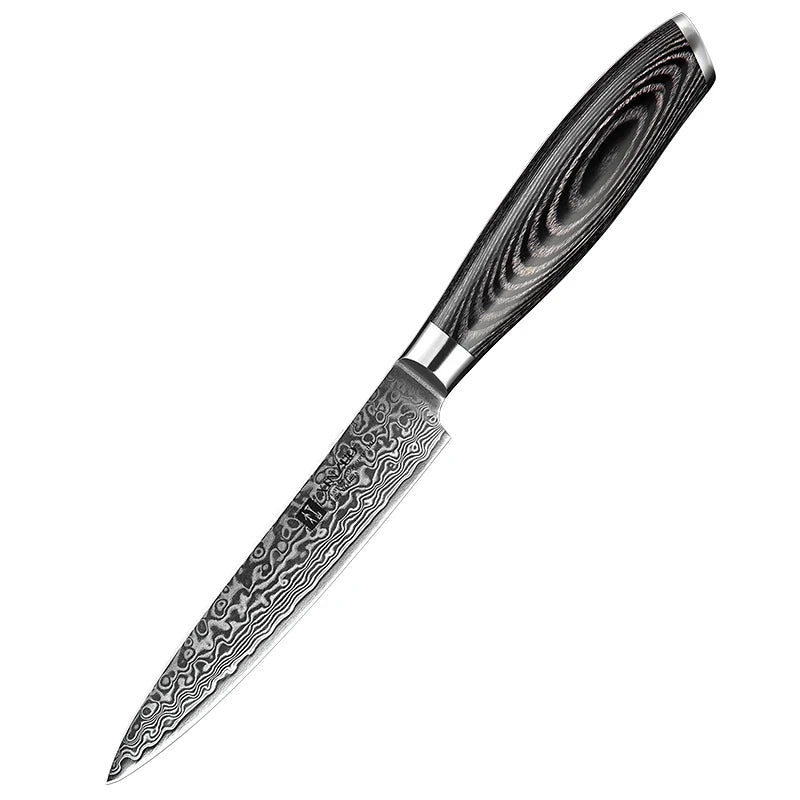 XINZUO 5"Utility Knife 67 Layer Customzied Damascus Steel Kitchen Knives Pakkawood Handle Ultra Sharp Multi-purpose Cutter Knife - Jaazi Intl