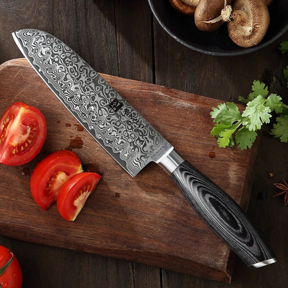 XINZUO 7" inch Santoku Knife Japanese Damascus Kitchen Knife High Carbon Stainless Steel Gyuto Knife Cook Chef Pakkawood Handle - Jaazi Intl