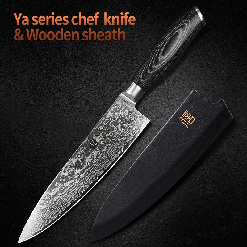 XINZUO 8" Professional Chef Knife Damascus VG10 Steel Pakkawood Handle Kitchen Knife Steel Very Sharp Stainless Steel Knives - Jaazi Intl