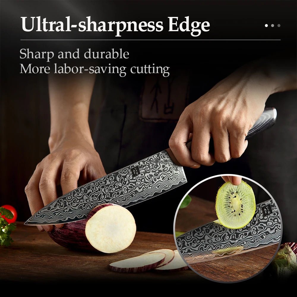 XINZUO 8" Professional Chef Knife Damascus VG10 Steel Pakkawood Handle Kitchen Knife Steel Very Sharp Stainless Steel Knives - Jaazi Intl