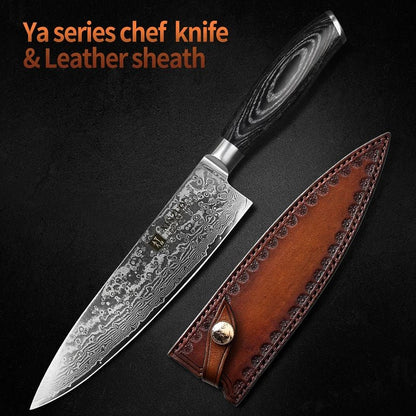 XINZUO 8" Professional Chef Knife Damascus VG10 Steel Pakkawood Handle Kitchen Knife Steel Very Sharp Stainless Steel Knives - Jaazi Intl