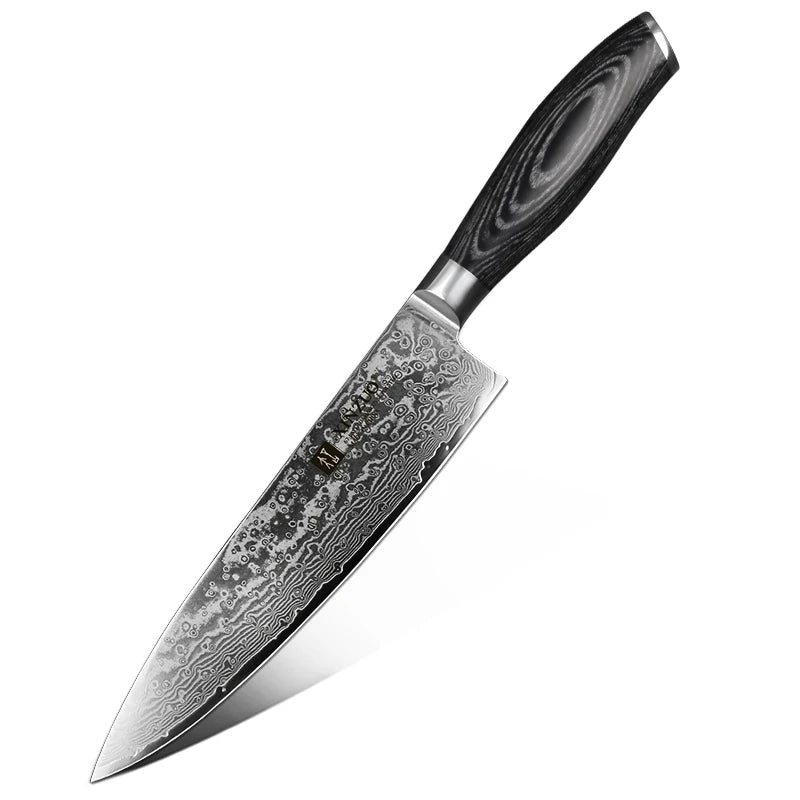 XINZUO 8" Professional Chef Knife Damascus VG10 Steel Pakkawood Handle Kitchen Knife Steel Very Sharp Stainless Steel Knives - Jaazi Intl