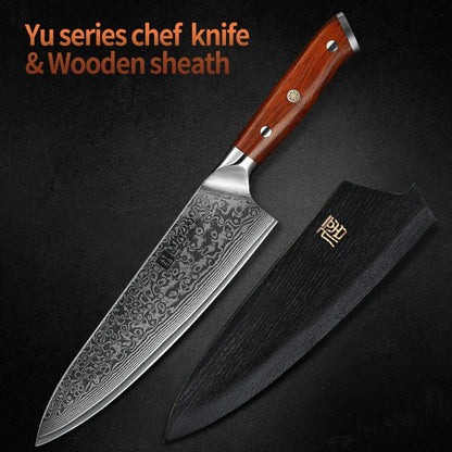 XINZUO 8.5 Inch Chef Knives High Carbon Chinese VG10 67 Layer Damascus Kitchen Knife Stainless Steel Gyuto Knife Rosewood Handle - Jaazi Intl