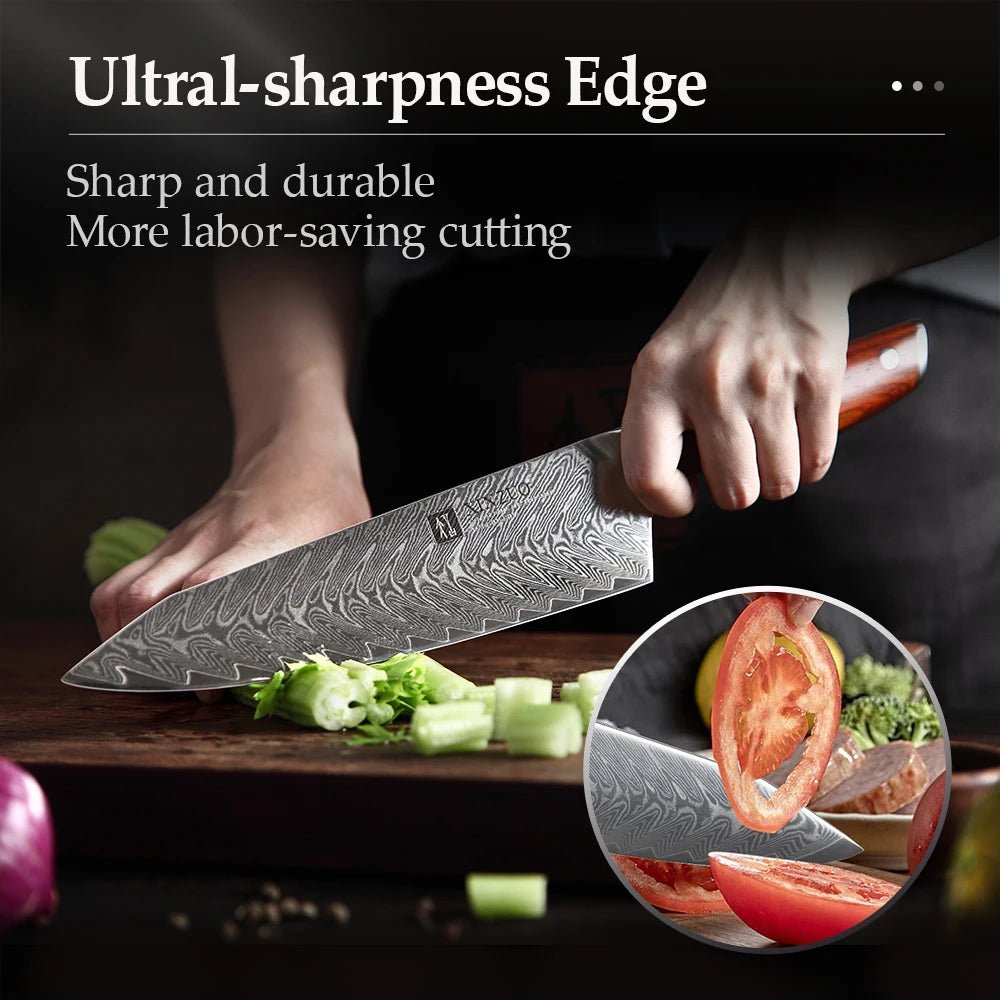 XINZUO 8.5 Inches Chef Knife Japanese VG10 Damascus Kitchen Knives Stainless Steel Slicing Meat Cooking Knife Rosewood Handle - Jaazi Intl