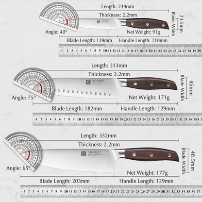 XINZUO Kitchen Tools 6 PCS Kitchen Knife Set of Utility Cleaver Chef Bread Knife High Carbon German Stainless Steel Knives Sets - Jaazi Intl