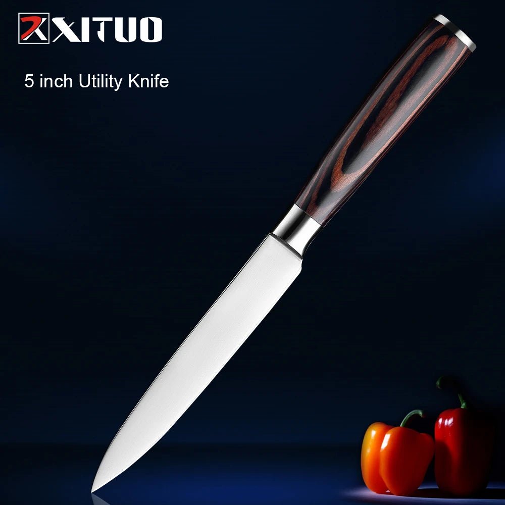 XITUO Kitchen Knife Set 1-5 PC Mirror Light Stainless Steel Blade Sharp Santoku Chef Knife Utility Paring Knives Cooking Tools - Jaazi Intl