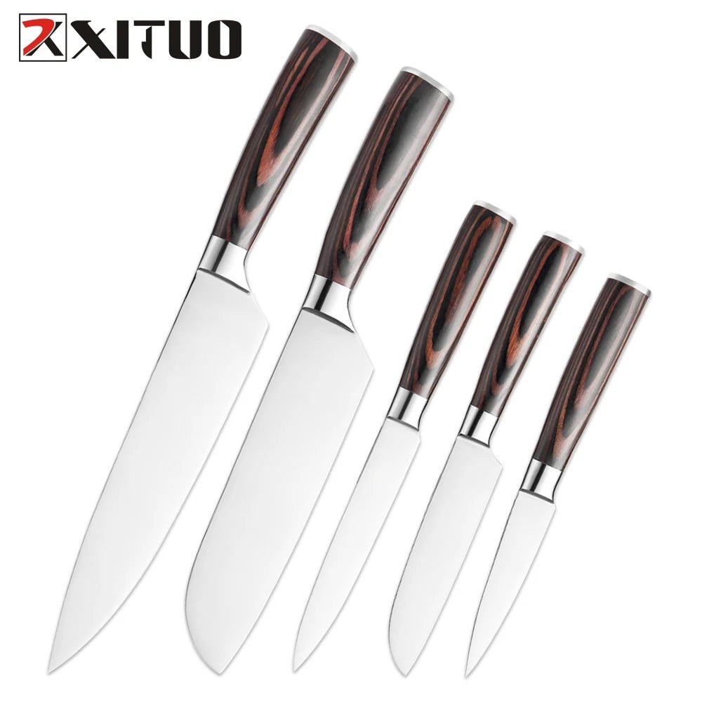 XITUO Kitchen Knife Set 1-5 PC Mirror Light Stainless Steel Blade Sharp Santoku Chef Knife Utility Paring Knives Cooking Tools - Jaazi Intl