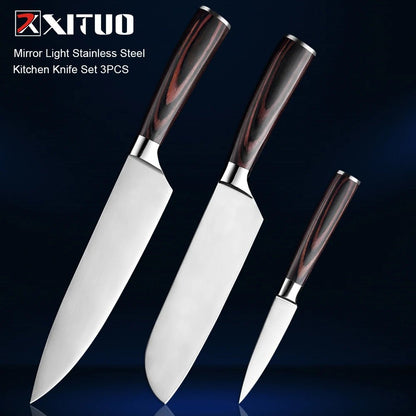 XITUO Kitchen Knife Set 1-5 PC Mirror Light Stainless Steel Blade Sharp Santoku Chef Knife Utility Paring Knives Cooking Tools - Jaazi Intl