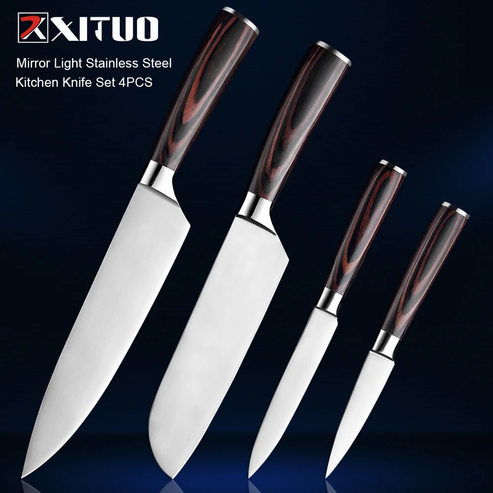 XITUO Kitchen Knife Set 1-5 PC Mirror Light Stainless Steel Blade Sharp Santoku Chef Knife Utility Paring Knives Cooking Tools - Jaazi Intl