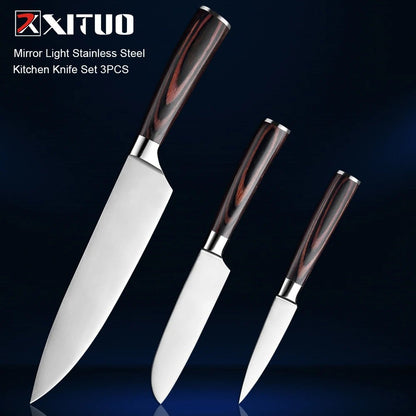 XITUO Kitchen Knife Set 1-5 PC Mirror Light Stainless Steel Blade Sharp Santoku Chef Knife Utility Paring Knives Cooking Tools - Jaazi Intl