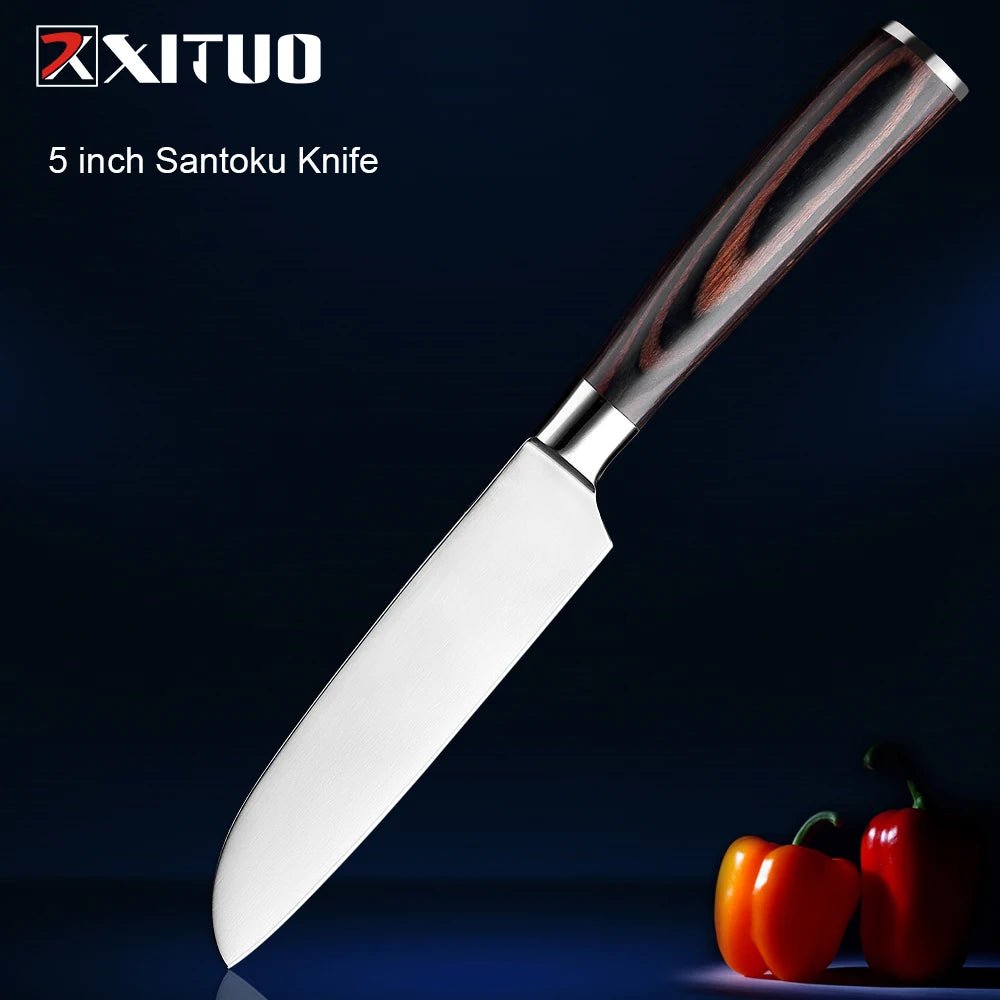 XITUO Kitchen Knife Set 1-5 PC Mirror Light Stainless Steel Blade Sharp Santoku Chef Knife Utility Paring Knives Cooking Tools - Jaazi Intl