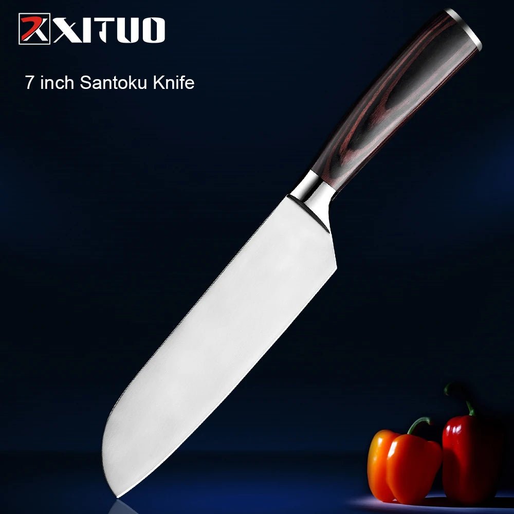 XITUO Kitchen Knife Set 1-5 PC Mirror Light Stainless Steel Blade Sharp Santoku Chef Knife Utility Paring Knives Cooking Tools - Jaazi Intl