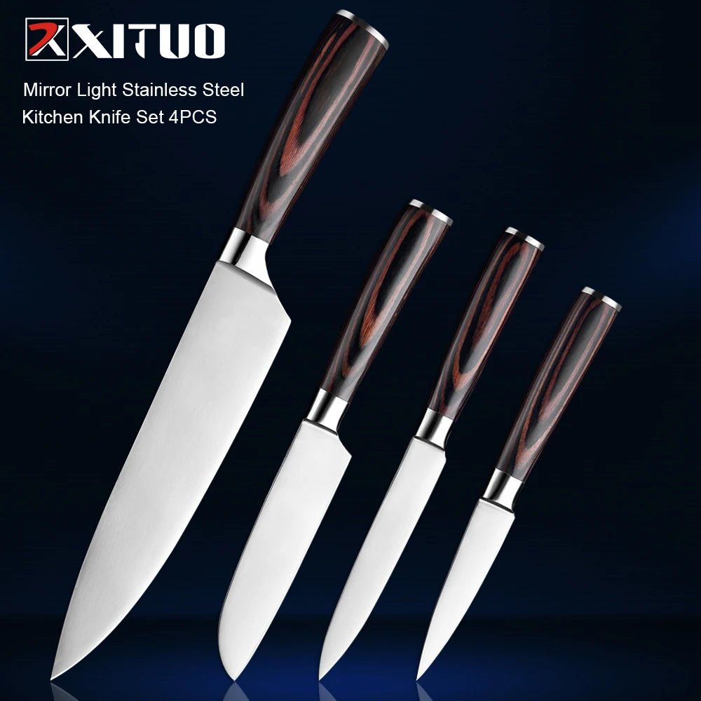 XITUO Kitchen Knife Set 1-5 PC Mirror Light Stainless Steel Blade Sharp Santoku Chef Knife Utility Paring Knives Cooking Tools - Jaazi Intl