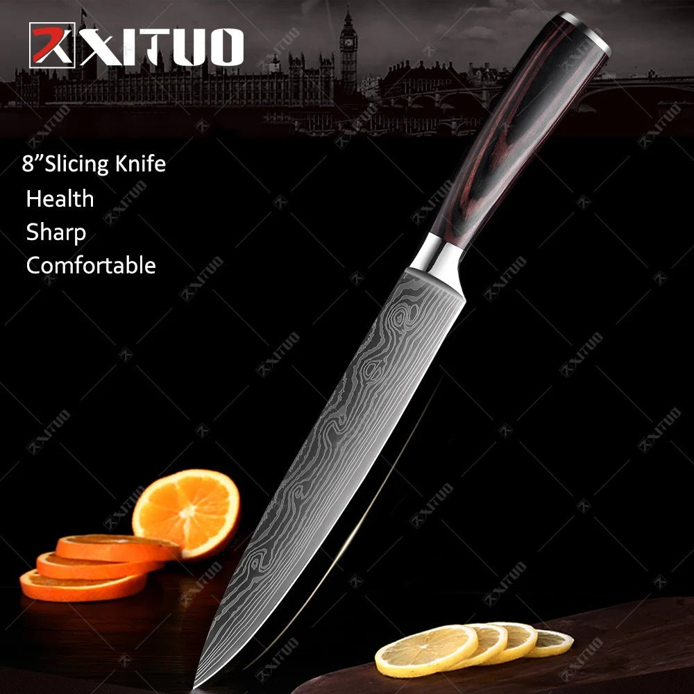 XITUO Kitchen Knives set 1-10PCS Chef knife High Carbon Stainless Steel Santoku knife Sharp Cleaver Slicing Knife Best Choice - Jaazi Intl