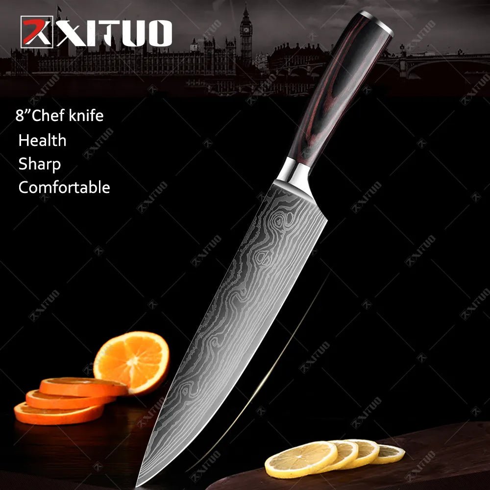 XITUO Kitchen Knives set 1-10PCS Chef knife High Carbon Stainless Steel Santoku knife Sharp Cleaver Slicing Knife Best Choice - Jaazi Intl