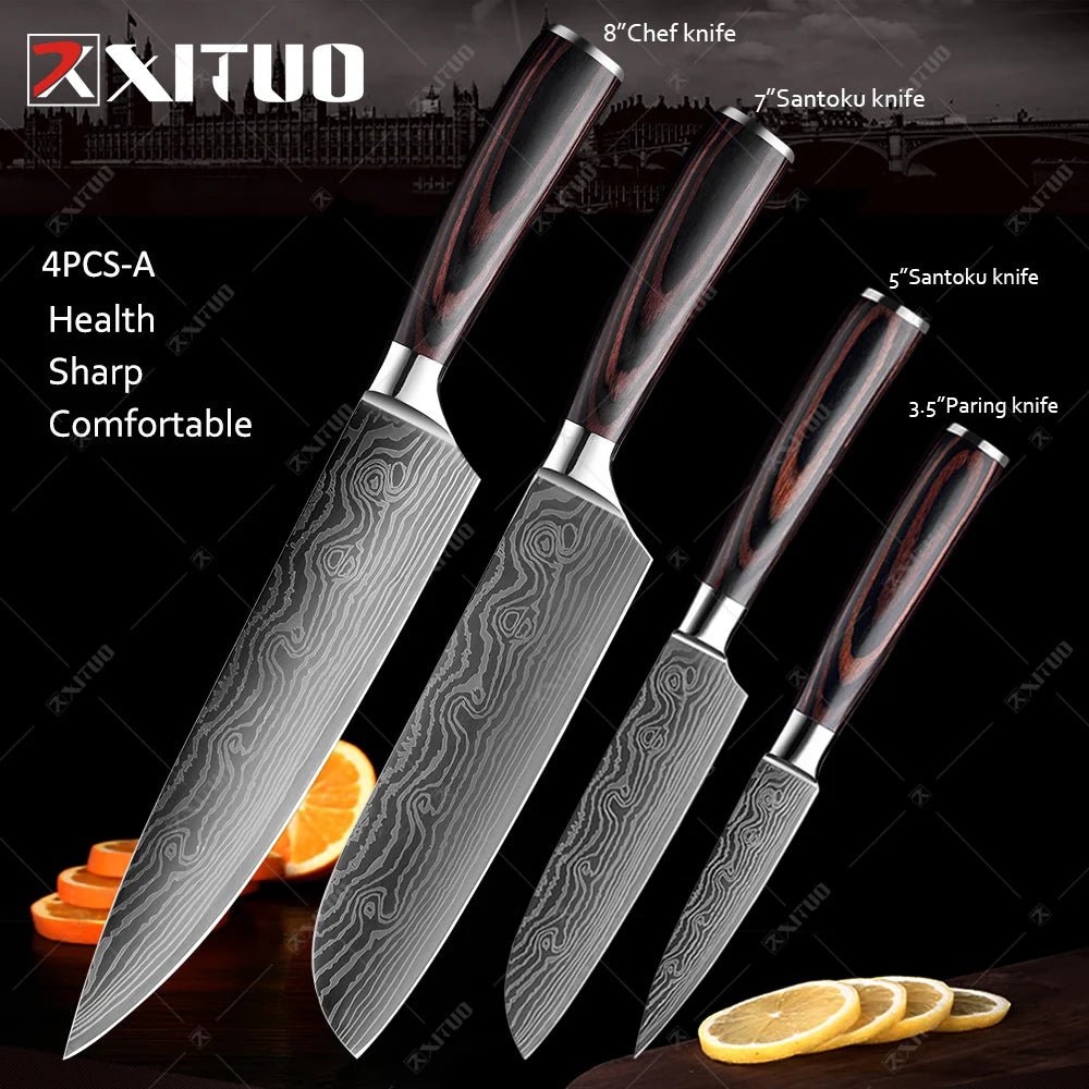 XITUO Kitchen Knives set 1-10PCS Chef knife High Carbon Stainless Steel Santoku knife Sharp Cleaver Slicing Knife Best Choice - Jaazi Intl