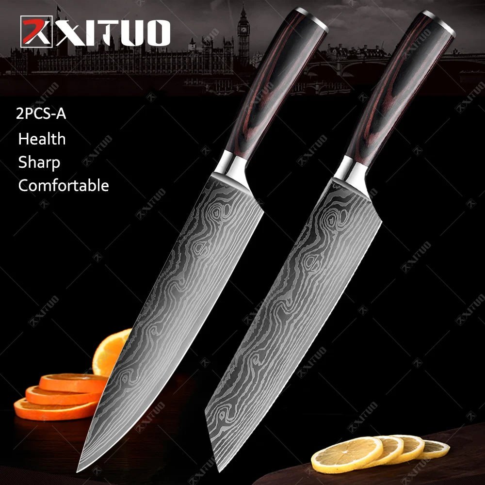 XITUO Kitchen Knives set 1-10PCS Chef knife High Carbon Stainless Steel Santoku knife Sharp Cleaver Slicing Knife Best Choice - Jaazi Intl