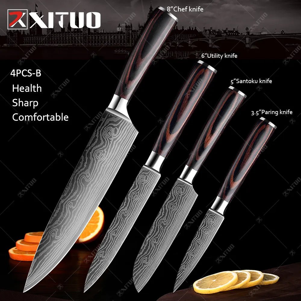 XITUO Kitchen Knives set 1-10PCS Chef knife High Carbon Stainless Steel Santoku knife Sharp Cleaver Slicing Knife Best Choice - Jaazi Intl