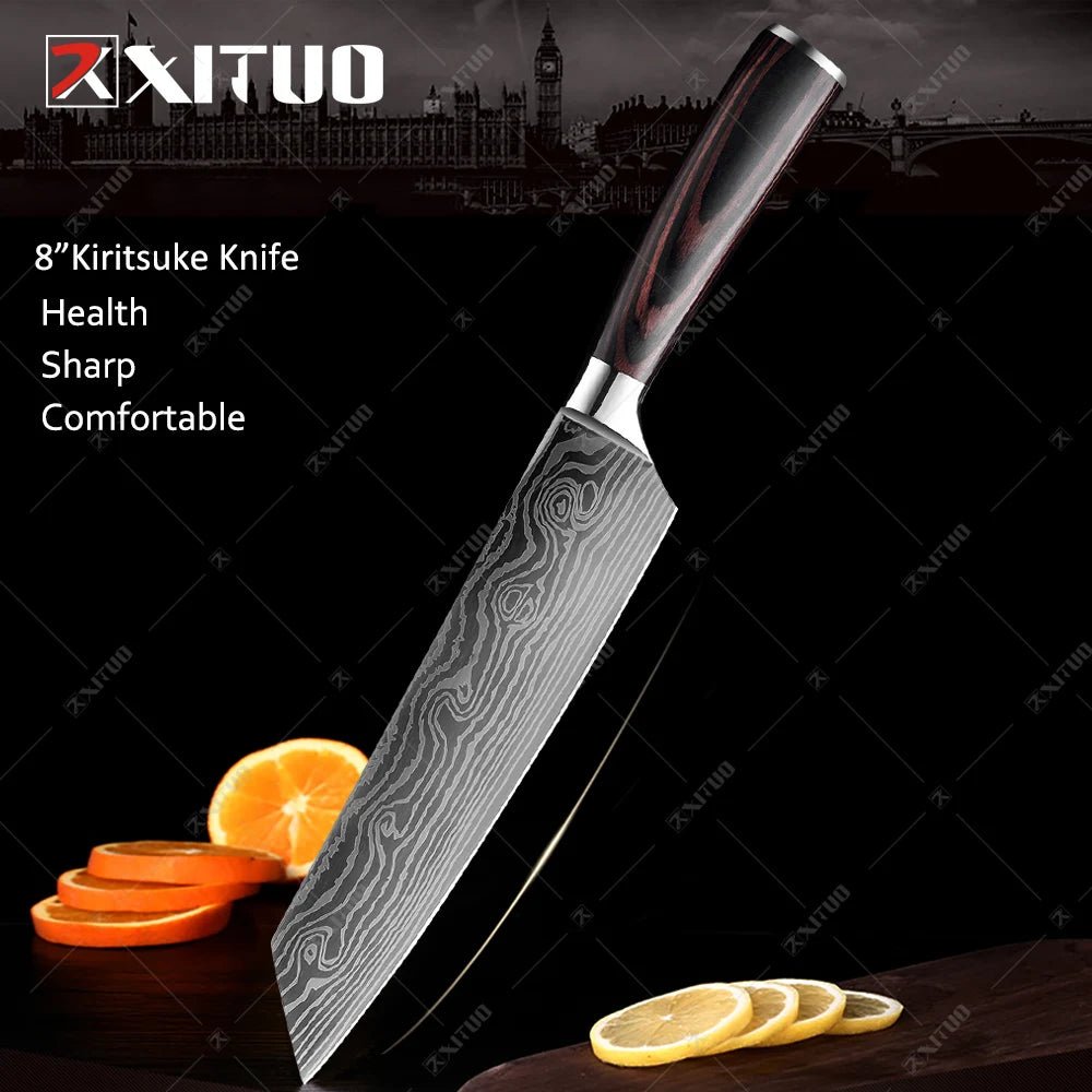 XITUO Kitchen Knives set 1-10PCS Chef knife High Carbon Stainless Steel Santoku knife Sharp Cleaver Slicing Knife Best Choice - Jaazi Intl