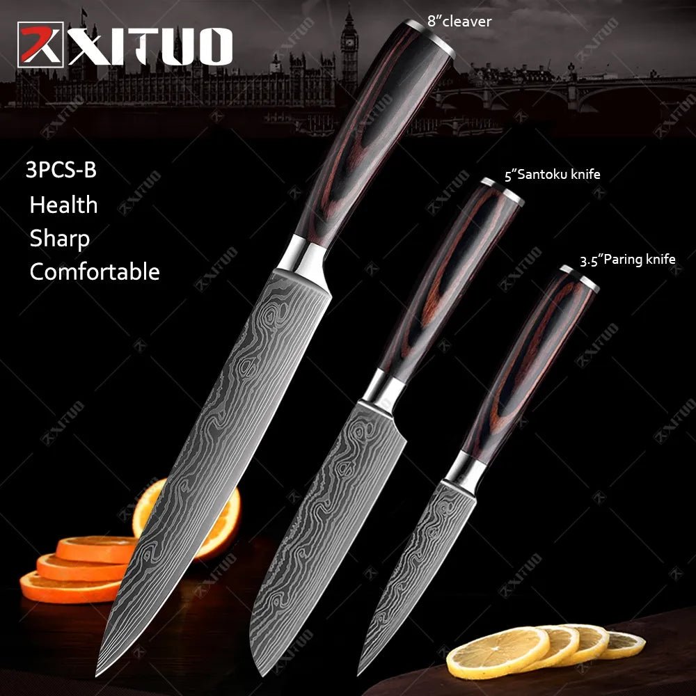 XITUO Kitchen Knives set 1-10PCS Chef knife High Carbon Stainless Steel Santoku knife Sharp Cleaver Slicing Knife Best Choice - Jaazi Intl