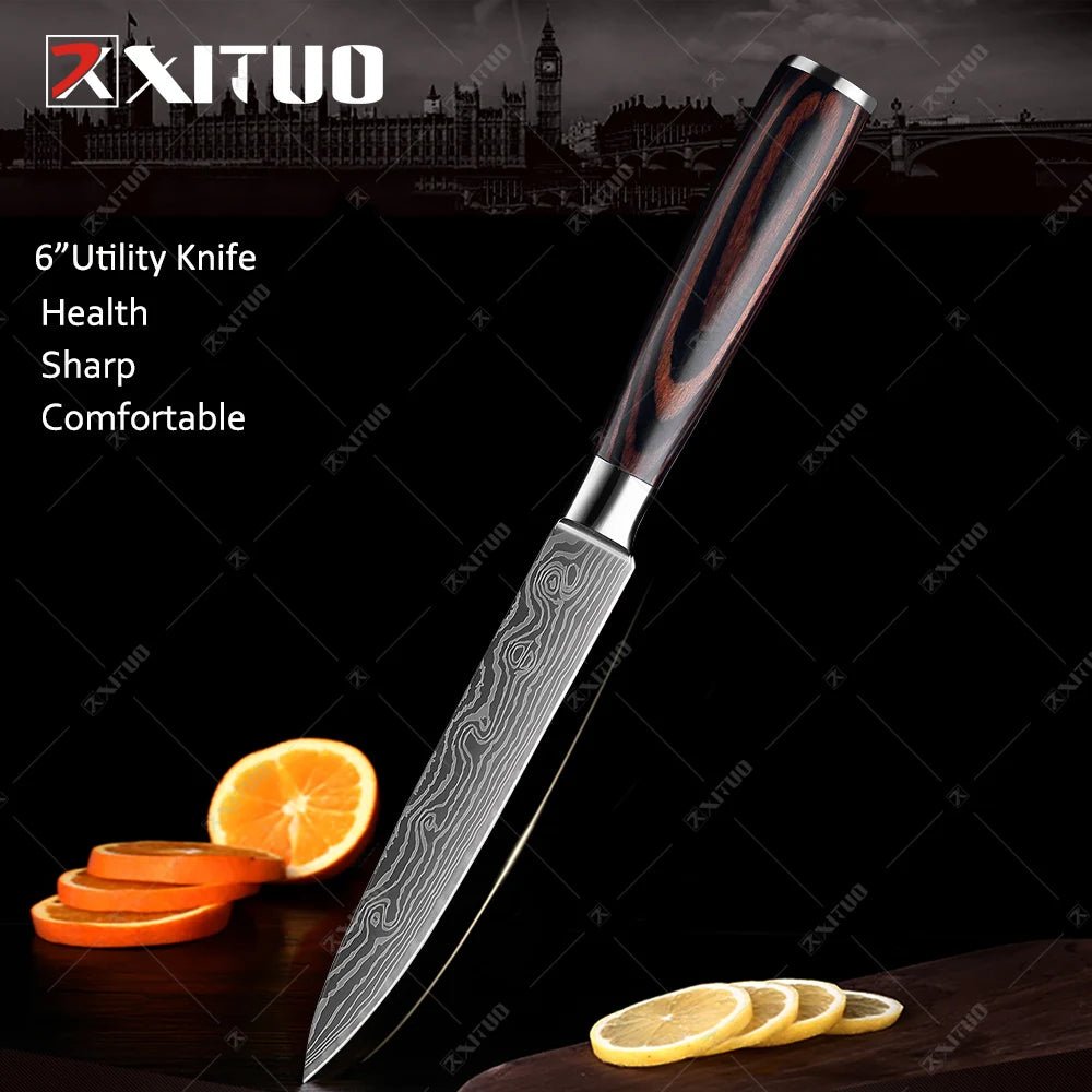 XITUO Kitchen Knives set 1-10PCS Chef knife High Carbon Stainless Steel Santoku knife Sharp Cleaver Slicing Knife Best Choice - Jaazi Intl